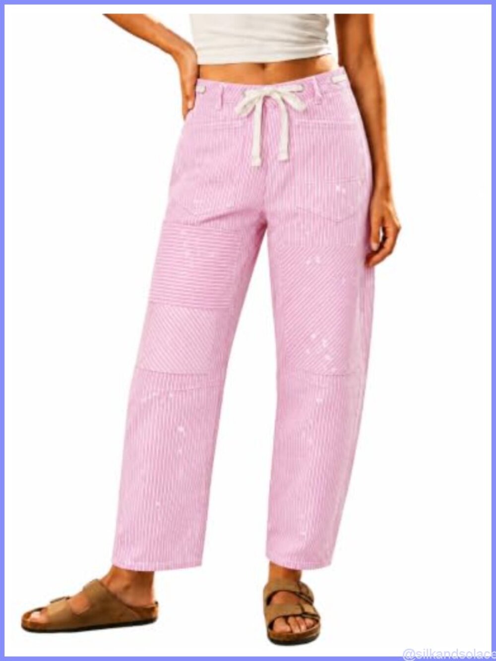 Striped Barrel Jeans Loose Wide Leg Baggy Denim Pants Mid Rise Boyfriend Y2K